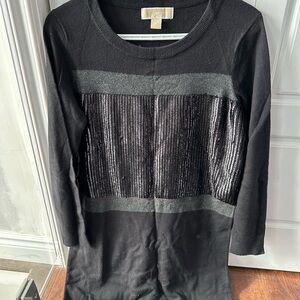 Michael Kors Black Pleated 3/4 Sleeve Dress